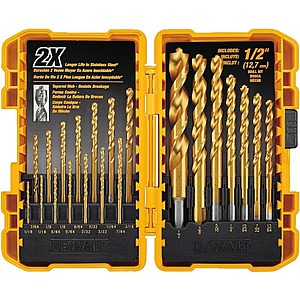 21-Pc DeWALT Titanium Nitride Coated Pilot Point Drill Bit Set $21 + Free S&H