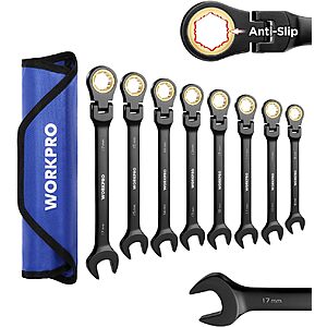 8-Pc WORKPRO 72-Tooth Flex-Head Ratcheting Metric Combination Wrench Set $30 + Free S&H