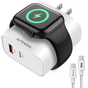 VONUV 3-in-1 20W Charger w/ USB-C / USB-A Port & Wireless Adapter for Apple Watch $9