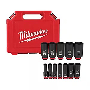 12-Pc Milwaukee SHOCKWAVE 3/8" Drive Deep Well 6 Point Impact Socket Set (SAE) $39.95 + Free S&H