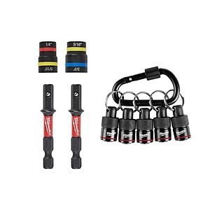 2-Pc SHOCKWAVE 2-In-1 Magnetic Nut Driver Set w/ 5-Pc Hex Bit Holder & Carabiner $18.50 + Free S/H