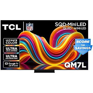 65" TCL QM7L Series 4K UHD HDR SQD-Mini LED Google Smart TV (2026) $900 + Free S&H