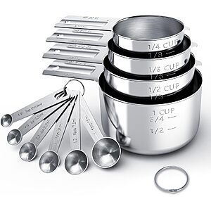 10-Pc TILUCK Stainless Steel Measuring Cups & Spoons Set $8