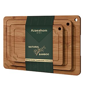 3-pc Azaeahom Bamboo Cutting Board Set (Brown) $15