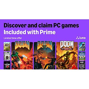 Prime Members: Digital Games: DOOM Eternal, DOOM + DOOM II, Star Wars: Outlaws Free & More