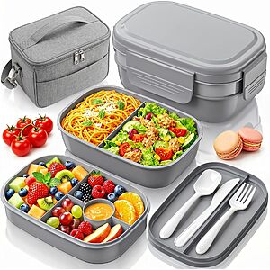 Prime: HOMETALL 3-Tier Stackable Leak-Proof Bento Box w/ Insulated Lunch Bag from $9.60 + Free S&H