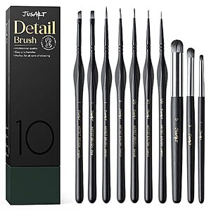 10-Pc JusArt Miniature Detail Paint Brush Set $6