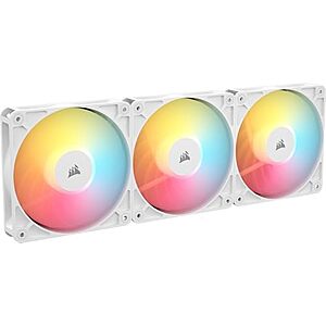 3-Pk 120mm Corsair RS120-R ARGB PWM Reverse Rotor PC Case Fans (White) $35