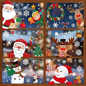 186-Pc Traplace Christmas Window Clings (9 Sheets Total) $3