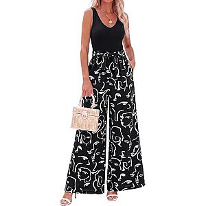 2-Pc BTFBM Women's Sleeveless V Neck Tank Top & Wide Leg Pants Sets (Various) $13.50