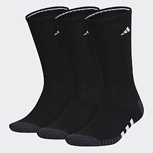 3-Pairs Men's adidas Cushioned Crew Length Socks in Black (Large) $6 + Free S&H