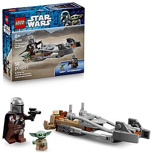 58-Pc LEGO Star Wars The Mandalorian & Grogu’s Speeder Bike Building Toy $7