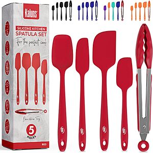 Prime Members: 5-Pc Kaluns BPA-Free Silicone Spatula & Tong Set (Red) $7.60 + Free S&H