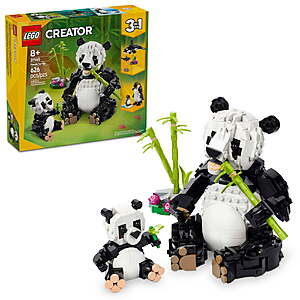 626-Pc LEGO Creator 3-in-1 Wild Animals: Panda Family Building Set $32