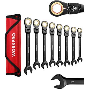 Prime: 8-Pc WORKPRO SAE Flex Head Ratcheting Combination Wrench Set $30 + Free S&H