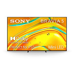 Amazon Business Accts: 85" Sony Bravia 5 Mini LED 4K HDR Google TV (2025) $1300 + Free S&H